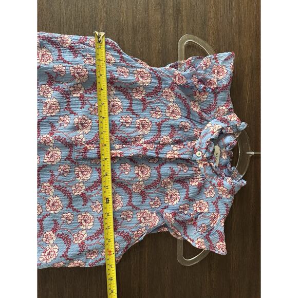 Dainty Silk Floral Print Blouse Half Button Down Blue Red Women’s Size 2 A.L.C. - Picture 9 of 10